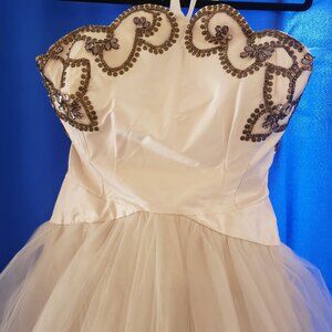 Allison Parris' Off White Beaded Formal with Tulle skirt